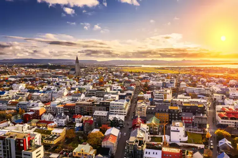 Overview of the city on a sunny day