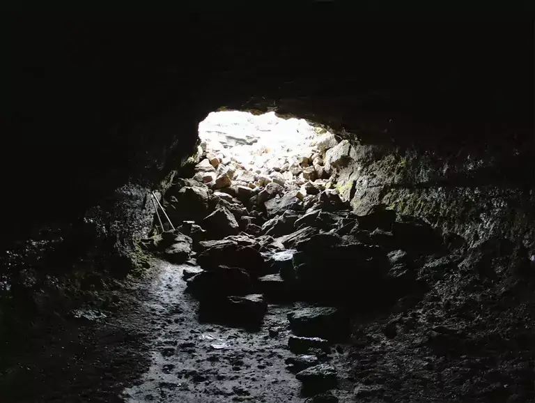 Inside Leiðarendi lava cave