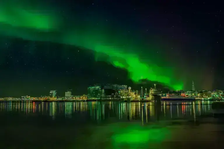Northern lights over Reykjavík