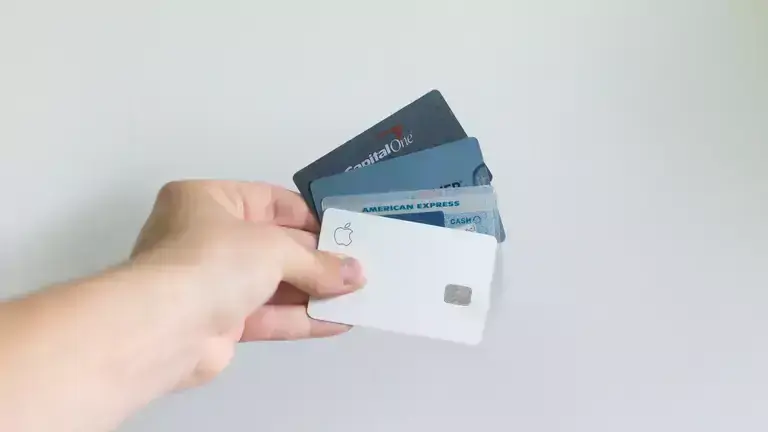 A person holding credit cards