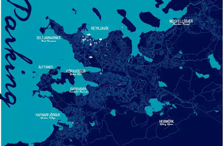 Map of parking lots in Reykjavík