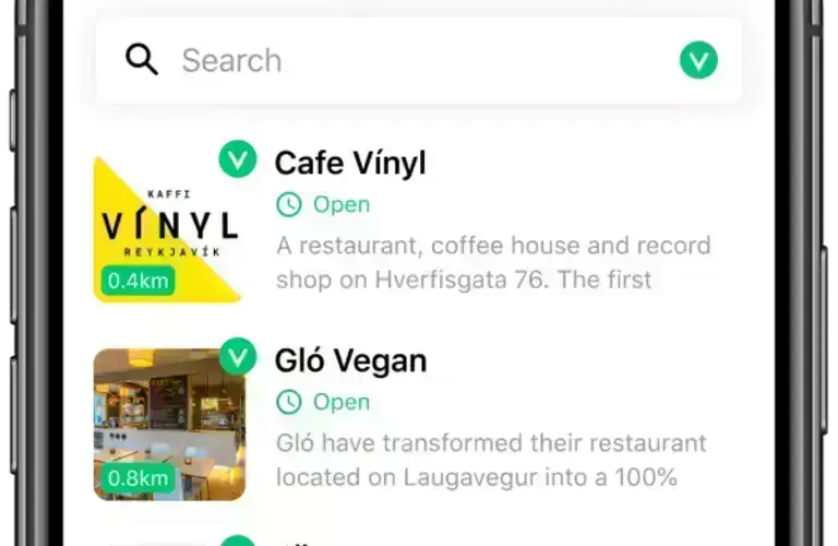Vegan app on a phone
