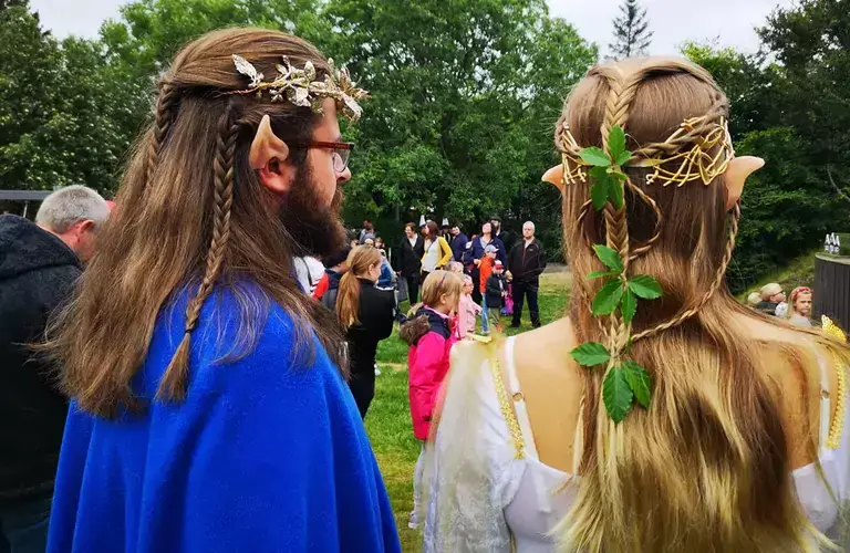 Couple dressed as elves